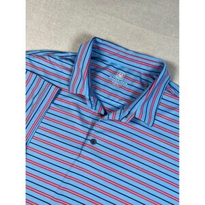 MIZZEN+MAIN Mens X-Large Trim Blue Red‎ Stripe Golf Polo Shirt
